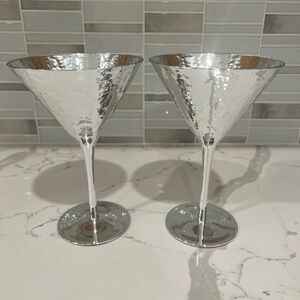 Metallic Silver Glass Martini Glasses set of 2